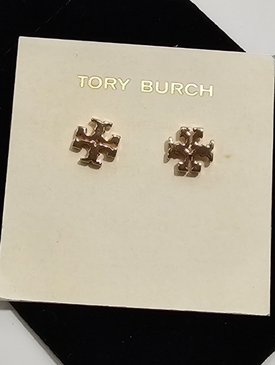 Tory Burch Jewelry - SOLD - Auth. Tory Burch Miller Logo Stud Earrings in Rose Gold - Lile New